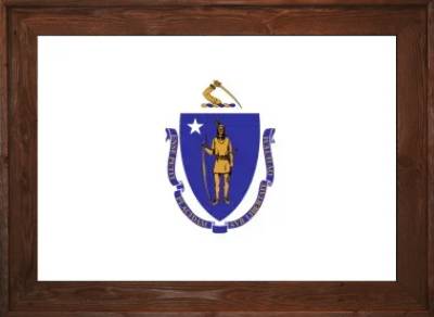 Framed Massachusetts Flag 2 Dark Framed Massachusetts Flag
