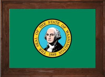 Framed Washington Flag 2 Dark Framed Washington Flag