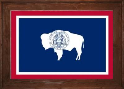 Framed Wyoming Flag 2 Dark Framed Wyoming Flag