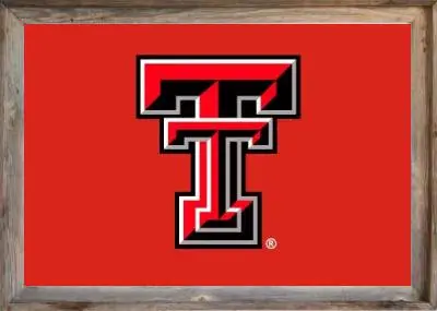 Framed Red Texas Tech Flag