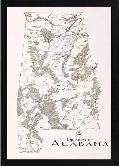 Framed Alabama Map - Image 2