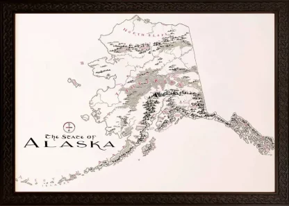 Framed Alaska Map Ornate
