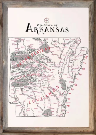 Framed Arkansas Map
