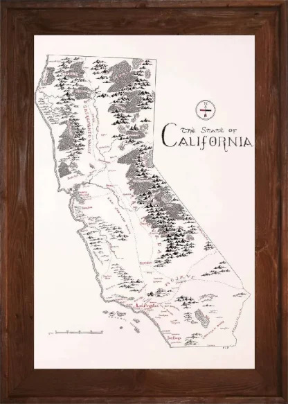 Framed California Map Dark Frame