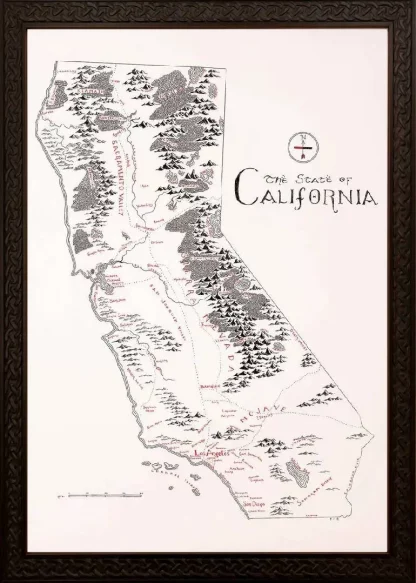 Framed California Map Ornate