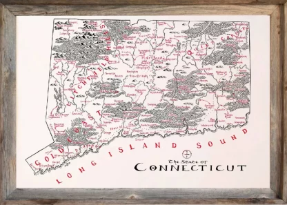 Framed Connecticut Map