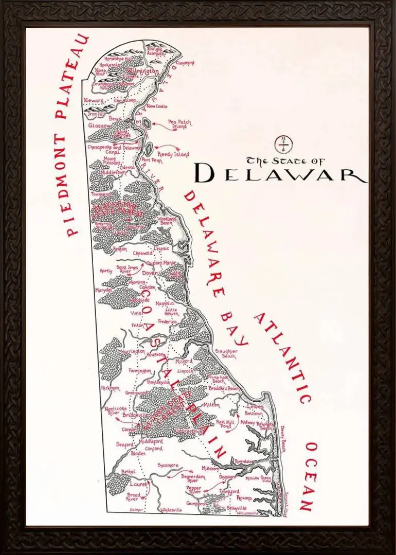 Framed Delaware Map 4 Framed Delaware Map - Image 4