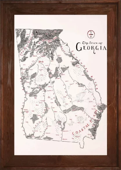 Framed Georgia Map Dark