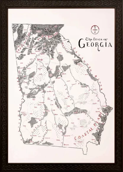 Framed Georgia Map Ornate