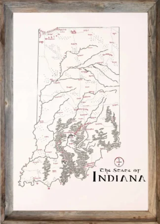 Framed Indiana Map