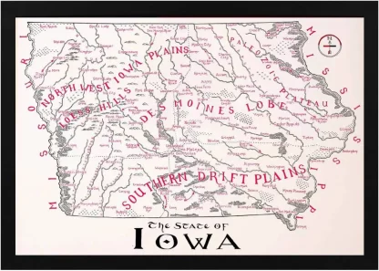 Framed Iowa Map Black