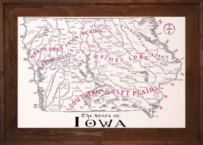 Framed Iowa Map Dark