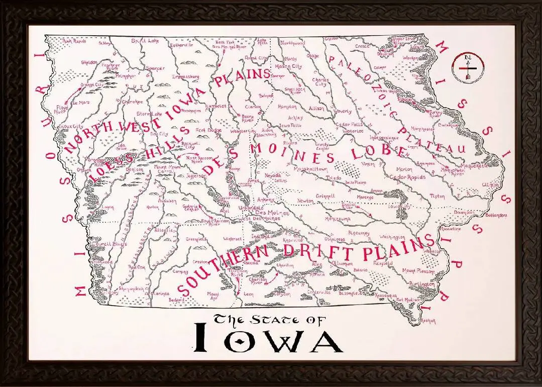 Framed Iowa Map 4 Framed Iowa Map - Image 4
