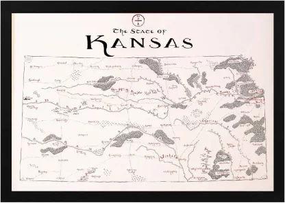 Framed Kansas Map Black