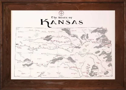 Framed Kansas Map Dark