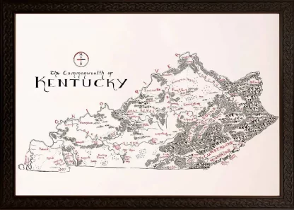 Framed Kentucky Map Ornate