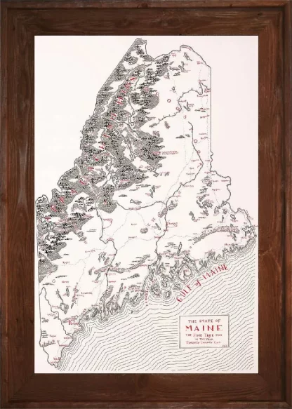 Framed Maine Map Dark