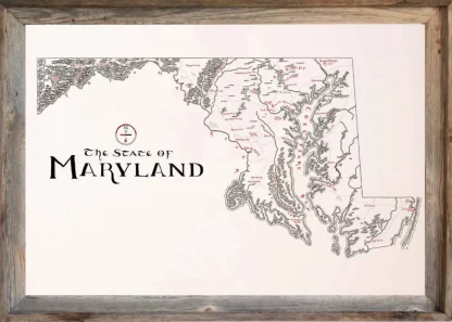 Framed Maryland Map