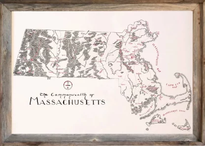 Framed Massachusetts Map