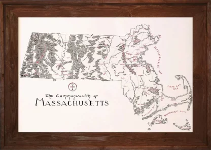Framed Massachusetts Map - Image 3