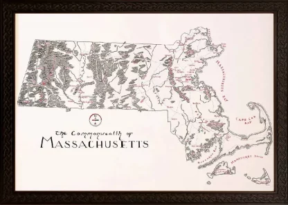 Framed Massachusetts Map - Image 4