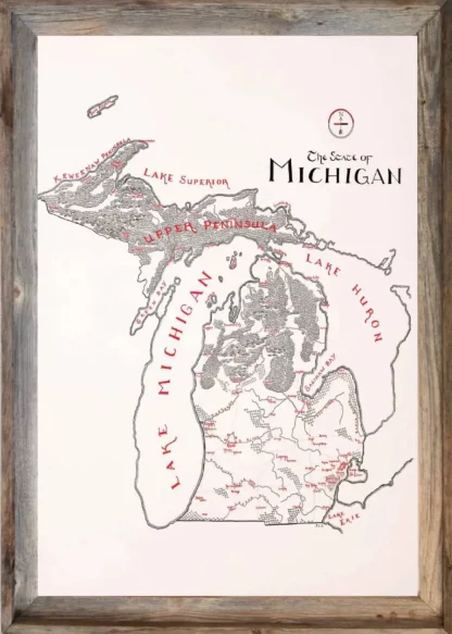 Framed Michigan Map