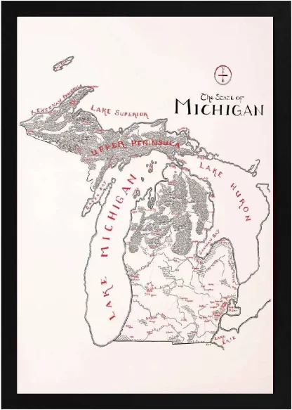Framed Michigan Map - Image 2