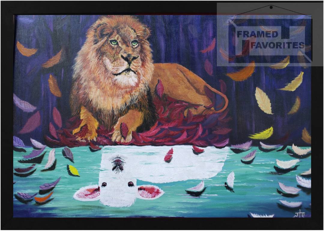 The Lion and the Lamb by: John Peterson 2 Framed Lion and the Lamb Print Black