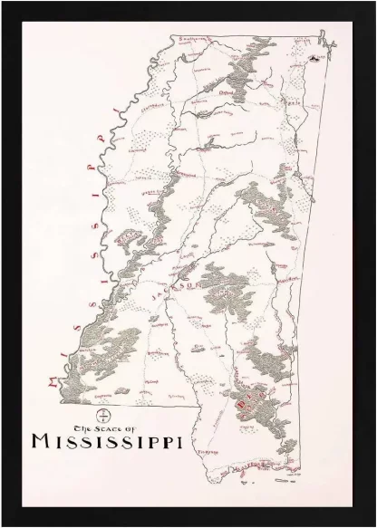 Framed Mississippi Map - Image 2