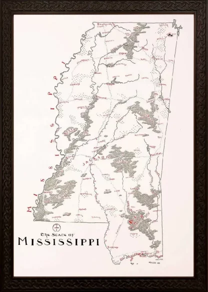 Framed Mississippi Map Ornate