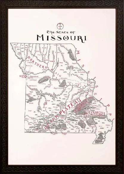 Framed Missouri Map Ornate