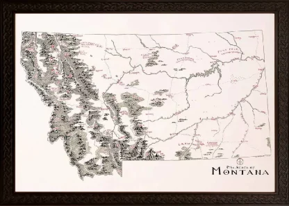 Framed Montana Map Ornate