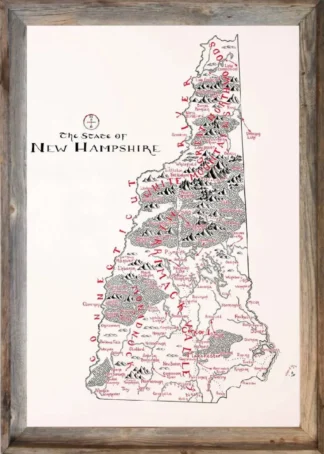 Framed New Hampshire Map