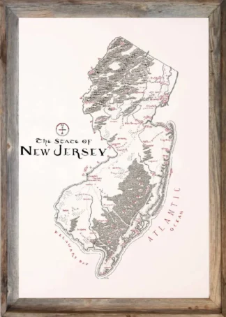 Framed New Jersey Map
