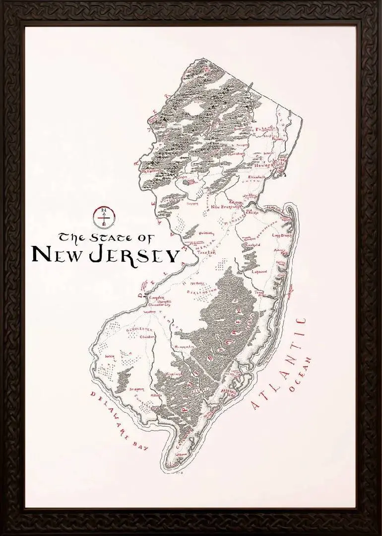 Framed New Jersey Map 4 Framed New Jersey Map Orante
