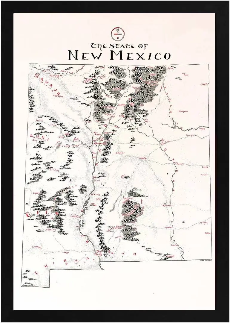 Framed New Mexico Map 2 Framed New Mexico Map Black