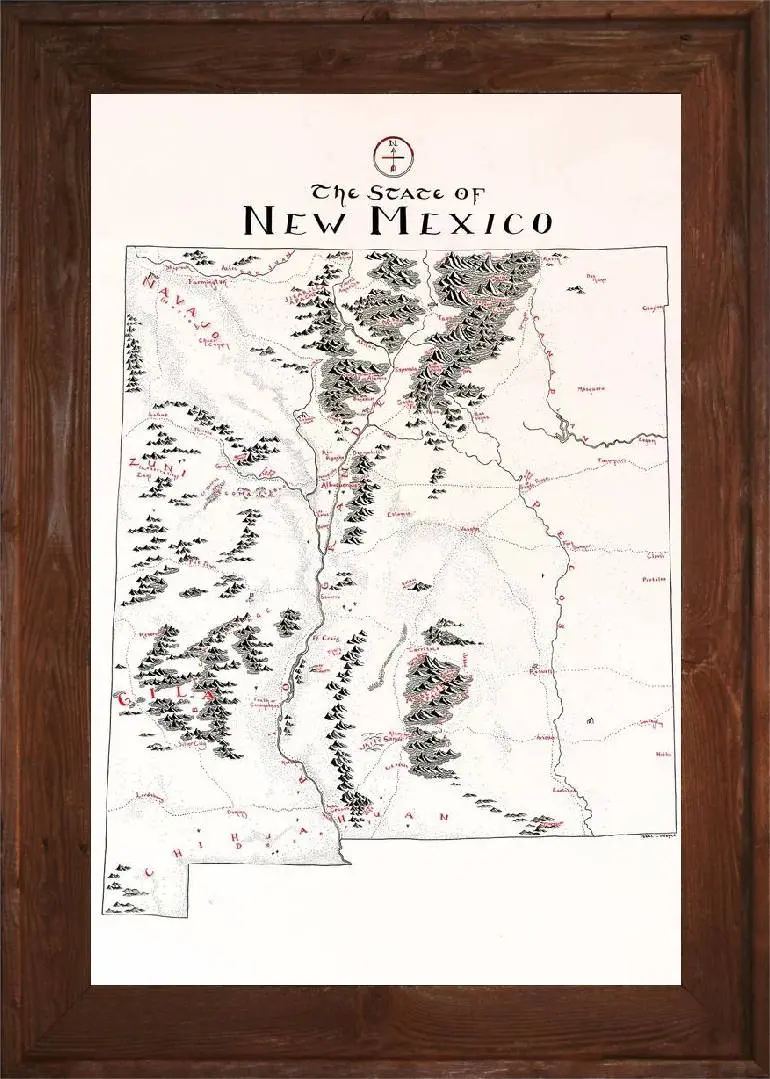 Framed New Mexico Map 3 Framed New Mexico Map - Image 3