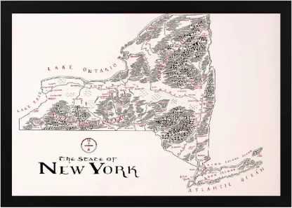 Framed New York Map Black
