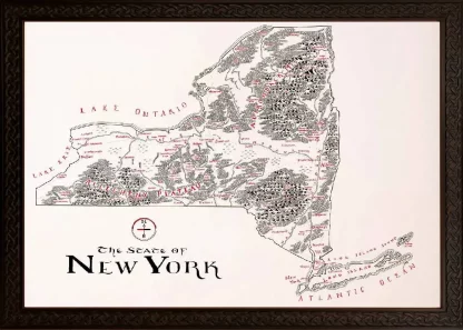 Framed New York Map Ornate