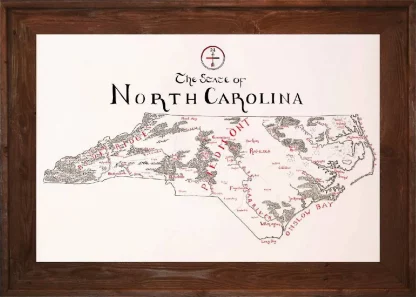 Framed North Carolina Map Dark