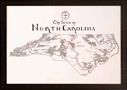 Framed North Carolina Map Ornate