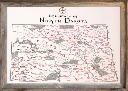 Framed North Dakota Map