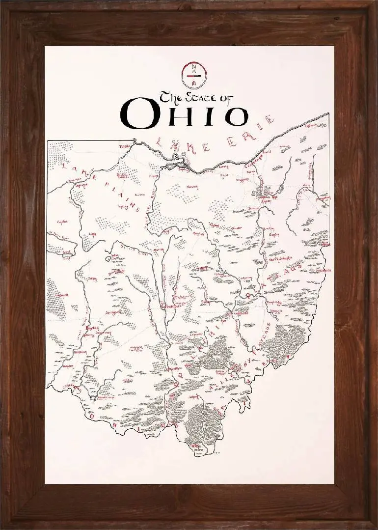 Framed Ohio Map 3 Framed Ohio Map - Image 3