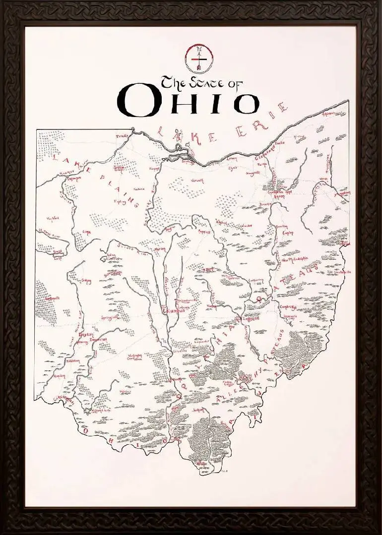 Framed Ohio Map 4 Framed Ohio Map - Image 4