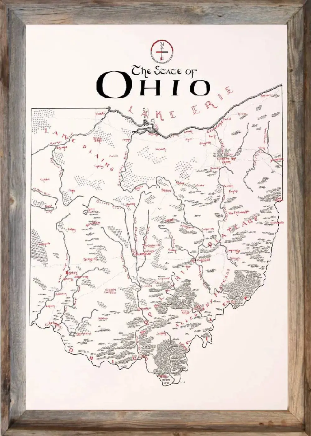 Framed Ohio Map 1 Framed Ohio Map