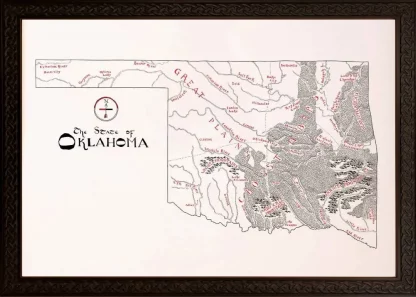 Framed Oklahoma Map Ornate