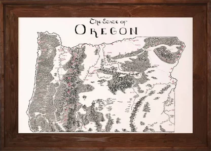 Framed Oregon Map Dark