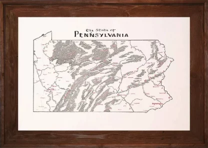 Framed Pennsylvania Map Dark
