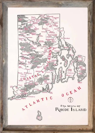 Framed Rhode Island Map