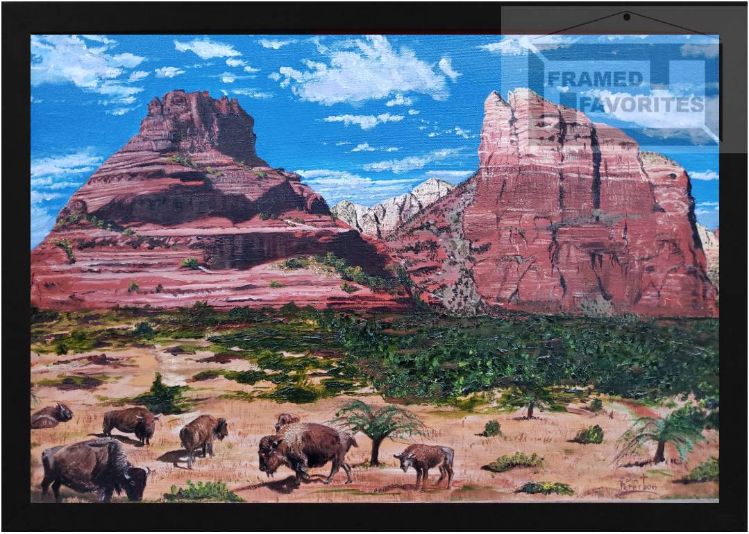 Sedona's Herd by: John Peterson 2 Framed Sedona's Herd Print Black